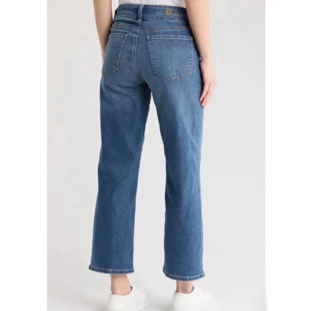 KUT from the Kloth Lucy High Rise Wide Leg Jeans Women’s 8 Blue Double Button - Picture 2 of 11